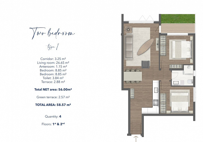 Apartments in a new building with a swimming pool in Donja Lastva